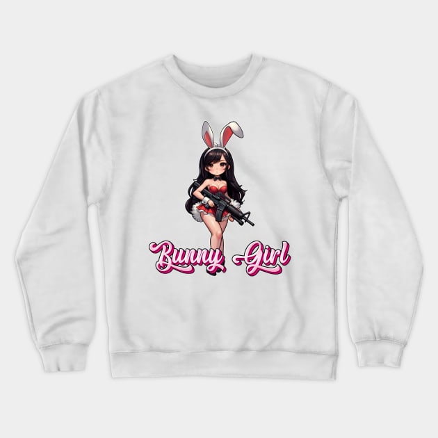 Tactical Bunny Girl Crewneck Sweatshirt by Rawlifegraphic